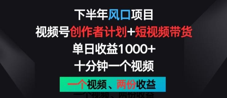 下半年风口项目，视频号创作者计划+视频带货，一个视频两份收益，十分钟一个视频【揭秘】-缘艺创业网