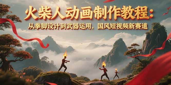 火柴人动画制作教程：从拳脚设计到武器运用，国风短视频新赛道-缘艺创业网