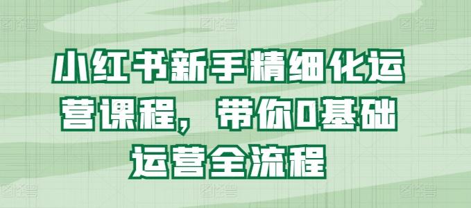 小红书新手精细化运营课程，带你0基础运营全流程-缘艺创业网