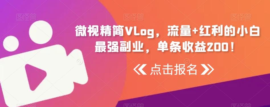 微视精简Vlog，流量+红利的小白最强副业，单条收益200！-缘艺创业网