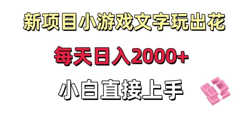 新项目小游戏文字玩出花日入2000+，每天只需一小时，小白直接上手【揭秘】-缘艺创业网