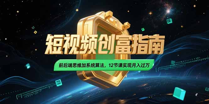 2025短视频创富指南，前后端思维加系统算法，12节课实现月入过万-缘艺创业网