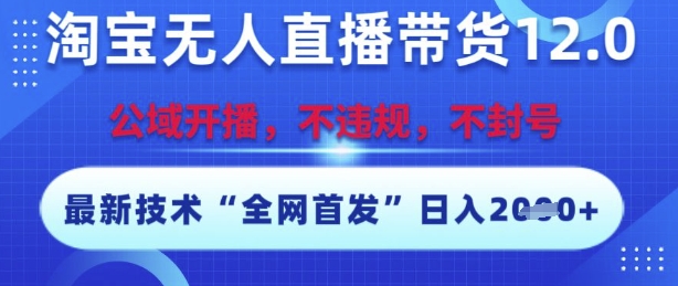 淘宝无人直播带货12.0，最新技术，不封号，不违规，操作简单，开播爆单，日入多张【揭秘】-缘艺创业网