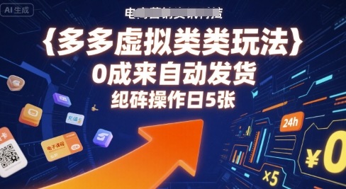 多多虚拟类目玩法，0成本全自动发货，矩阵操作日5张-缘艺创业网
