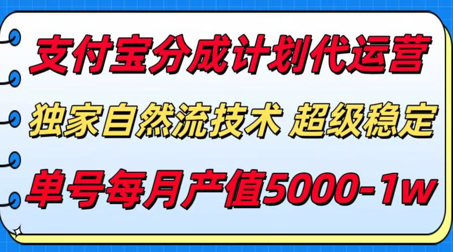 支付宝分成计划代运营，独家自然流技术，收益稳定，单号月产5000＋-缘艺创业网
