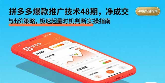 拼多多爆款推广技术48期，净成交与出价策略，极速起量时机判断实操指南-缘艺创业网