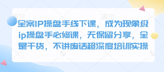 全案IP操盘手线下课，成为现象级ip操盘手必修课，无保留分享，全是干货，不讲废话超深度培训实操-缘艺创业网