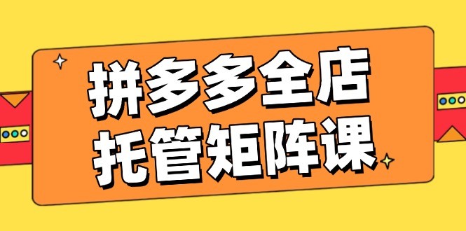 拼多多全店托管矩阵课，盈利动销玩法，高效计划设置，提升店铺效益-缘艺创业网
