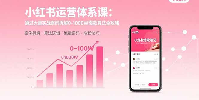 小红书运营体系课：通过大量实战案例拆解0-1000W爆款算法全攻略-缘艺创业网