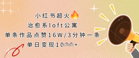 小红书超火的治愈系loft公寓，单条作品点赞16W，3分钟一条，单日变现数张-缘艺创业网