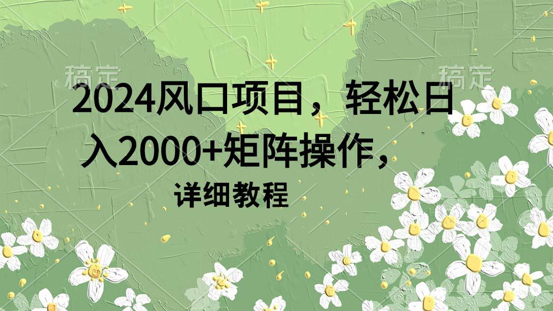 (9652期)2024风口项目，轻松日入2000+矩阵操作，详细教程-缘艺创业网