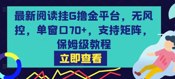最新阅读挂G撸金平台，无风控，单窗口70+，支持矩阵，保姆级教程【揭秘】-缘艺创业网