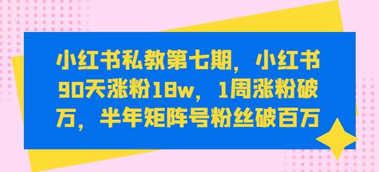 小红书私教第七期，小红书90天涨粉18w，1周涨粉破万，半年矩阵号粉丝破百万-缘艺创业网