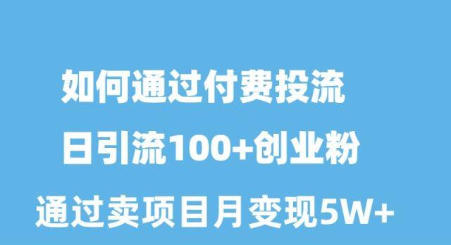 如何通过付费投流日引流100+创业粉月变现5W+-缘艺创业网