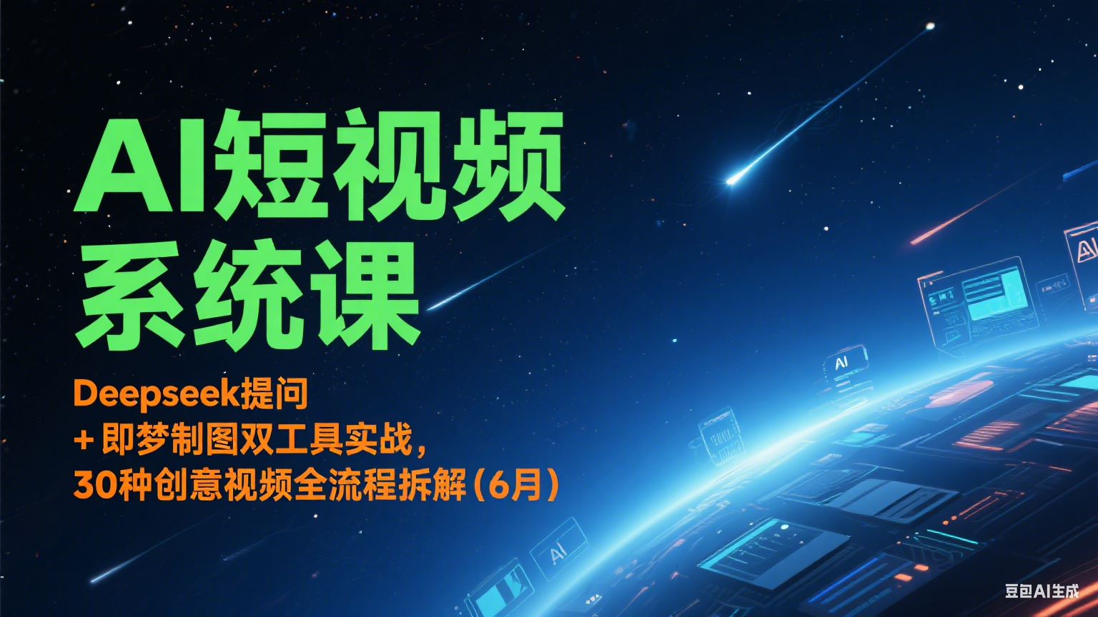 AI短视频系统课：Deepseek提问 + 即梦制图双工具实战，30种创意视频全流程拆解(6月)-缘艺创业网