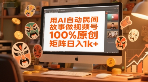 用AI自动民间故事做视频号，100%原创，矩阵日入1k+-缘艺创业网