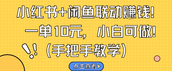 小红书+闲鱼联动挣钱，一单10元，小白可做-缘艺创业网
