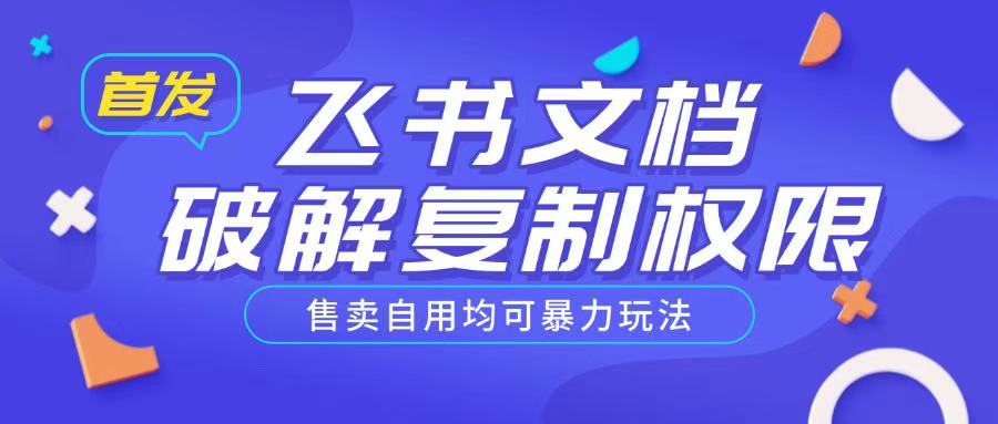 首发飞书文档破解复制权限，售卖自用均可暴力玩法-缘艺创业网