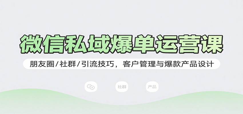 微信私域爆单运营课：朋友圈/社群/引流技巧，客户管理与爆款产品设计-缘艺创业网