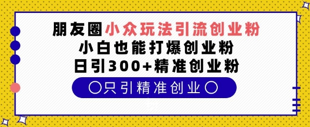朋友圈小众玩法引流创业粉，小白也能打爆创业粉，日引300+精准创业粉【揭秘】-缘艺创业网