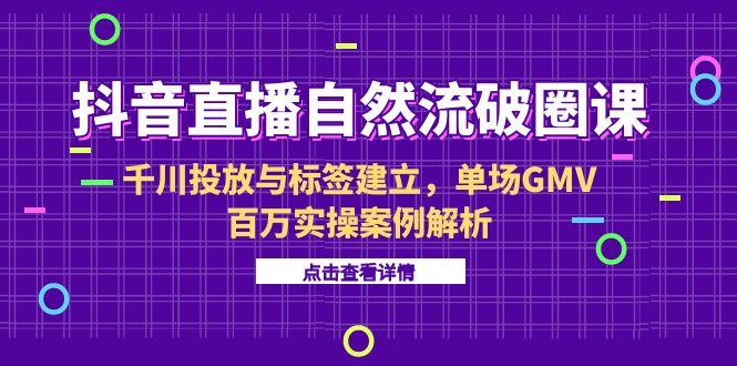 抖音直播自然流破圈课-6月，千川投放与标签建立，单场GMV百万实操案例解析-缘艺创业网