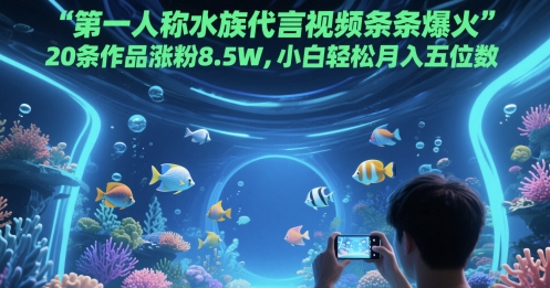 第一人称水族代言视频条条爆火，20条作品涨粉8.5W，小白轻松月入五位数-缘艺创业网