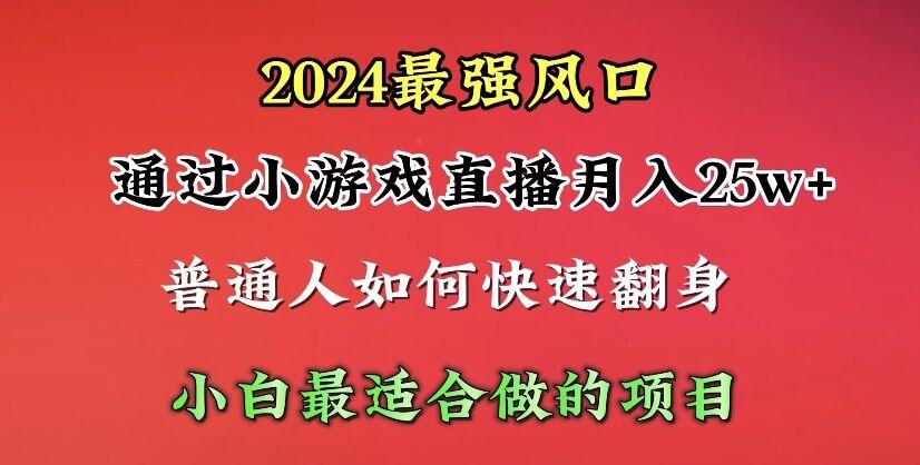 (10020期)2024年最强风口，通过小游戏直播月入25w+单日收益5000+小白最适合做的项目-缘艺创业网