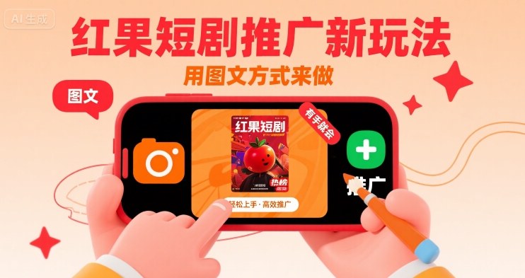 红果短剧推广新玩法，用图文方式来做，有手就会-缘艺创业网
