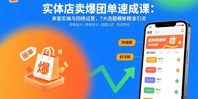实体店卖爆团单速成课：来客实操与四榜运营，7大选题模板精准引流-缘艺创业网