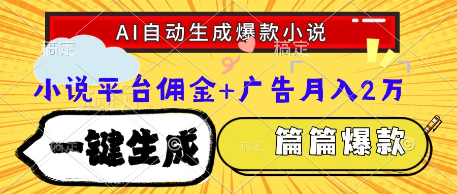 Ai自动生成网文爆款小说，一件生成小说大纲、故事情节，每篇都是爆款，…-缘艺创业网