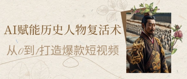 AI赋能历史人物复活术：从0到1打造爆款短视频，7天涨粉10W，小白也能月入过1W-缘艺创业网