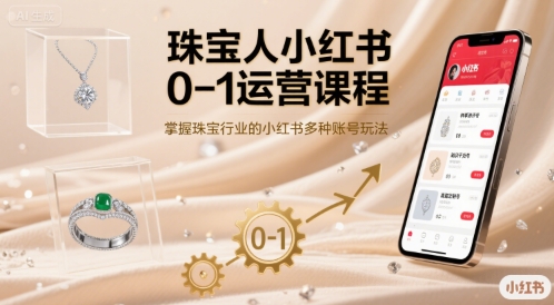 珠宝人小红书0-1运营课程，掌握珠宝行业的小红书多种账号玩法-缘艺创业网