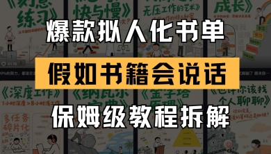 最新爆款拟人化书单玩法，假如书籍会说话，保姆级教程-缘艺创业网