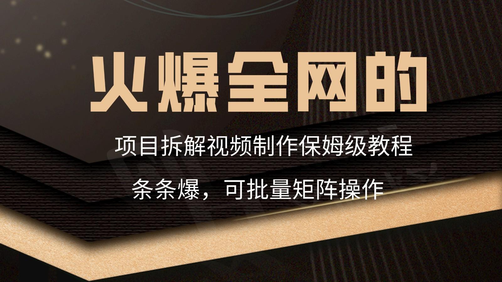 火爆全网的项目拆解类视频如何制作，条条爆，保姆级教程-缘艺创业网