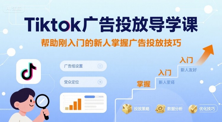 Tiktok广告投放导学课，帮助刚入门的新人掌握广告投放技巧-缘艺创业网