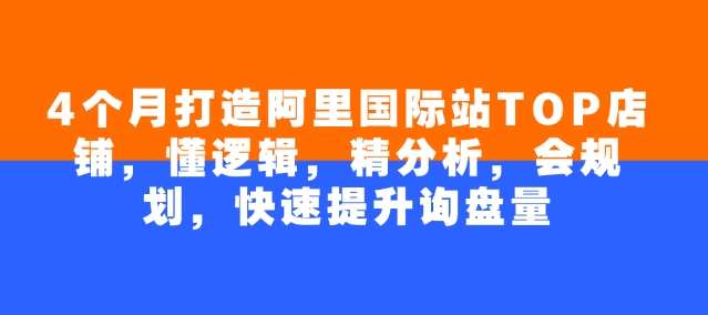 4个月打造阿里国际站TOP店铺，懂逻辑，精分析，会规划，快速提升询盘量-缘艺创业网