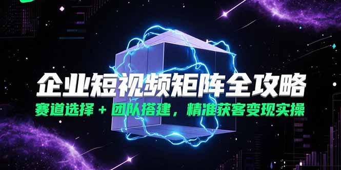 企业短视频矩阵全攻略，赛道选择+团队搭建，精准获客变现实操-缘艺创业网
