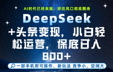 DeepSeek+头条变现，保姆级教学，小白轻松上手，日入8张+【揭秘】-缘艺创业网