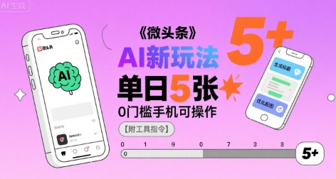微头条AI新玩法，小白单日5张+，0门槛手机可操作【附工具指令】-缘艺创业网
