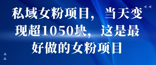 私域女粉项目，当天变现超1k，这是最好做的女粉项目，可放大操作-缘艺创业网