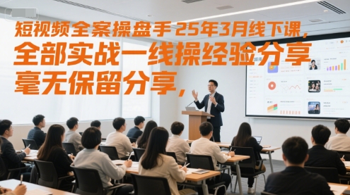 短视频全案操盘手25年3月线下课，全部实战一线操盘手经验分享，毫无保留分享，全是干货-缘艺创业网