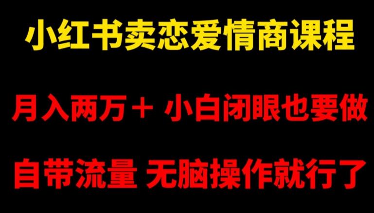 小红书卖恋爱情商课程，月入两万＋，小白闭眼也要做，自带流量，无脑操作就行了【揭秘】-缘艺创业网
