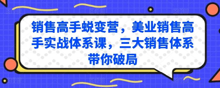 销售高手蜕变营，美业销售高手实战体系课，三大销售体系带你破局-缘艺创业网
