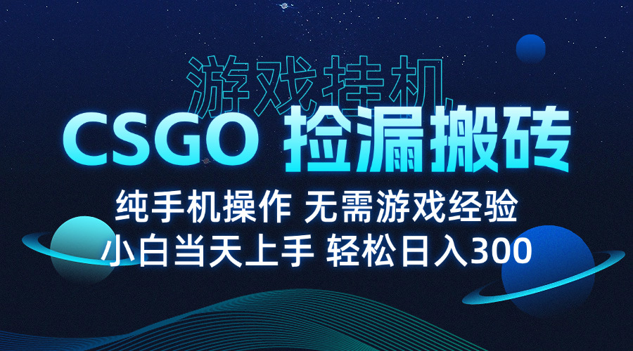 8月最新游戏搬砖，CSGO纯挂机，不需要玩游戏，实现真挂机，月入1W+-缘艺创业网