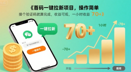 首码一键拉新项目，操作简单，接个验证码就算完成，收益可观， 一小时收益70+【揭秘】-缘艺创业网