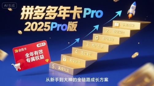 拼多多年卡2025Pro版，五大板块从认知到基础、从推广到活动、从活动到玩法-缘艺创业网