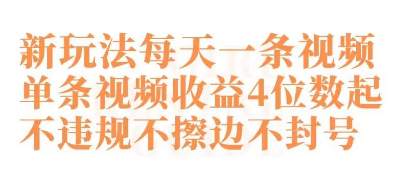 快手新玩法每天一条视频单条视频收益4位数起不违规不擦边不封号【揭秘】-缘艺创业网