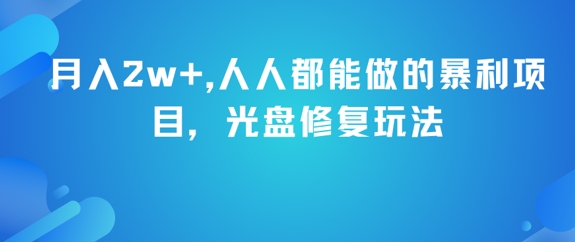 月入2w+，人人都能做的暴利项目，光盘修复玩法-缘艺创业网
