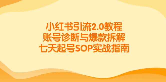 小红书引流2.0教程，账号诊断与爆款拆解，七天起号SOP实战指南-缘艺创业网