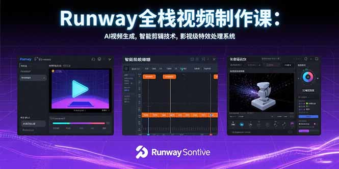 Runway全栈视频制作课：AI视频生成，智能剪辑技术，影视级特效处理系统-缘艺创业网